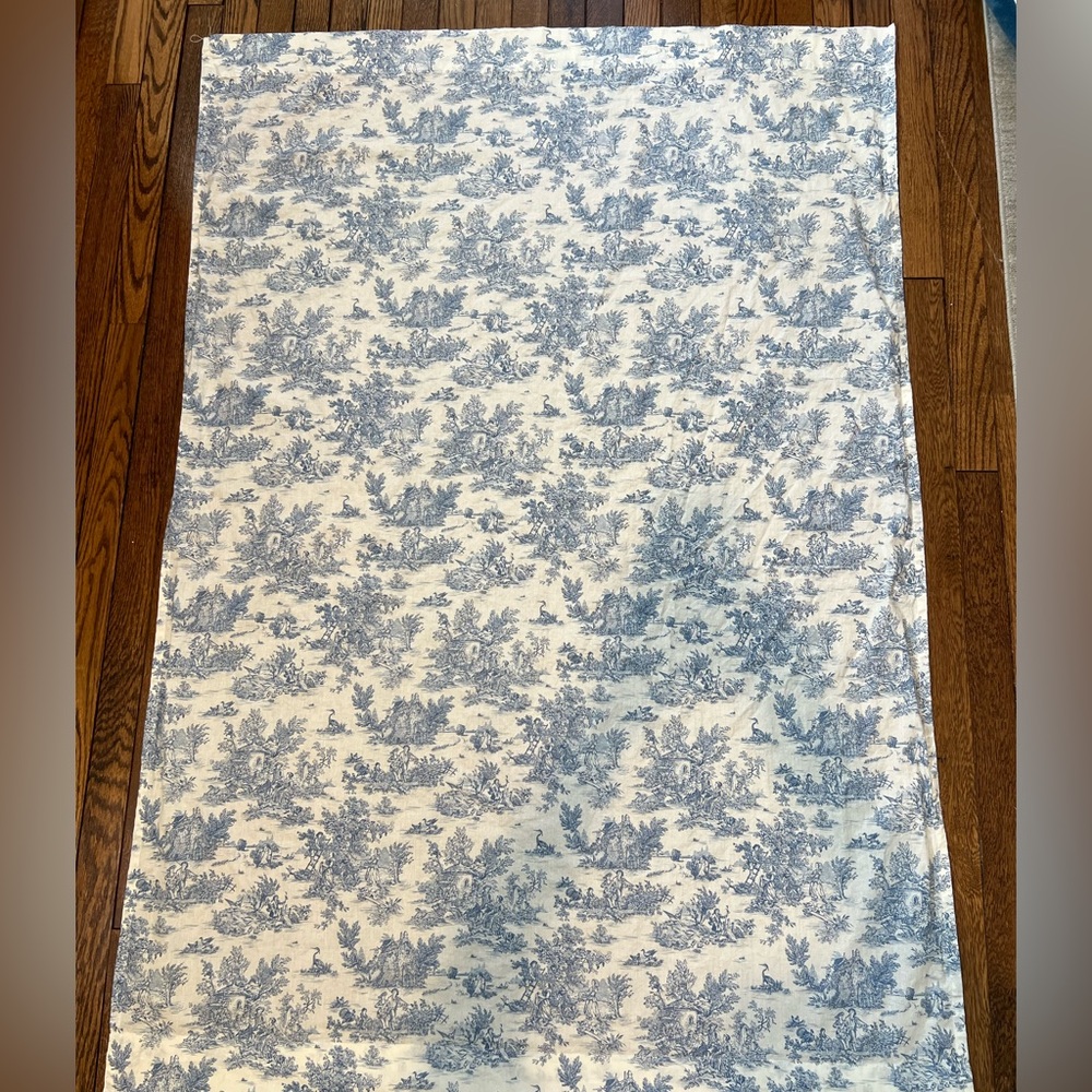 Blue and White Fabric Curtain (upside down, please read description)